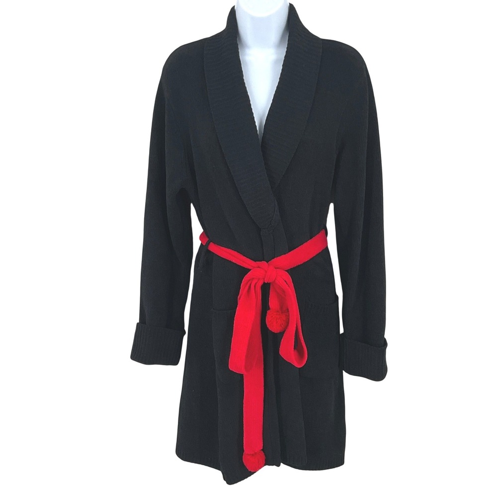 Betsey Johnson Robe Womens M Black Heart Antler Whimsical‎ Cozy Loungewear Plush